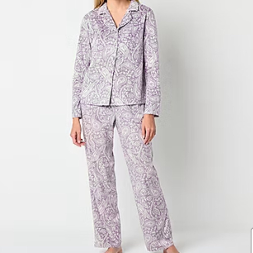 NWT Women's XL Adonna Gray Paisley Fleece Minky Pajama Set Soft & Comfy!